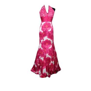 Jovani Pink Floral Silk Prom Dress
