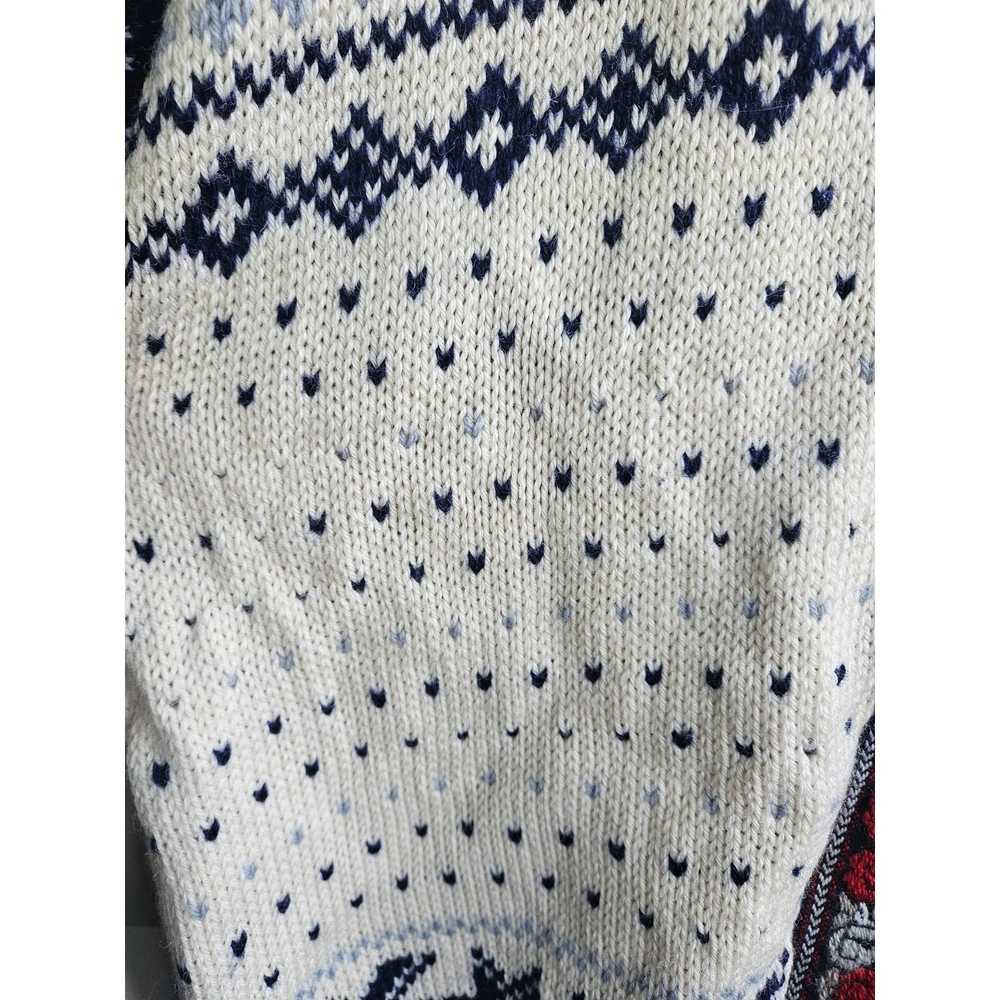 Vintage Vintage VOSS Fair Isle Sweater White & Bl… - image 11
