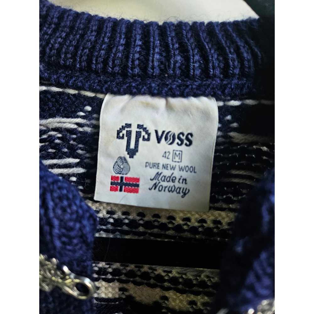 Vintage Vintage VOSS Fair Isle Sweater White & Bl… - image 5