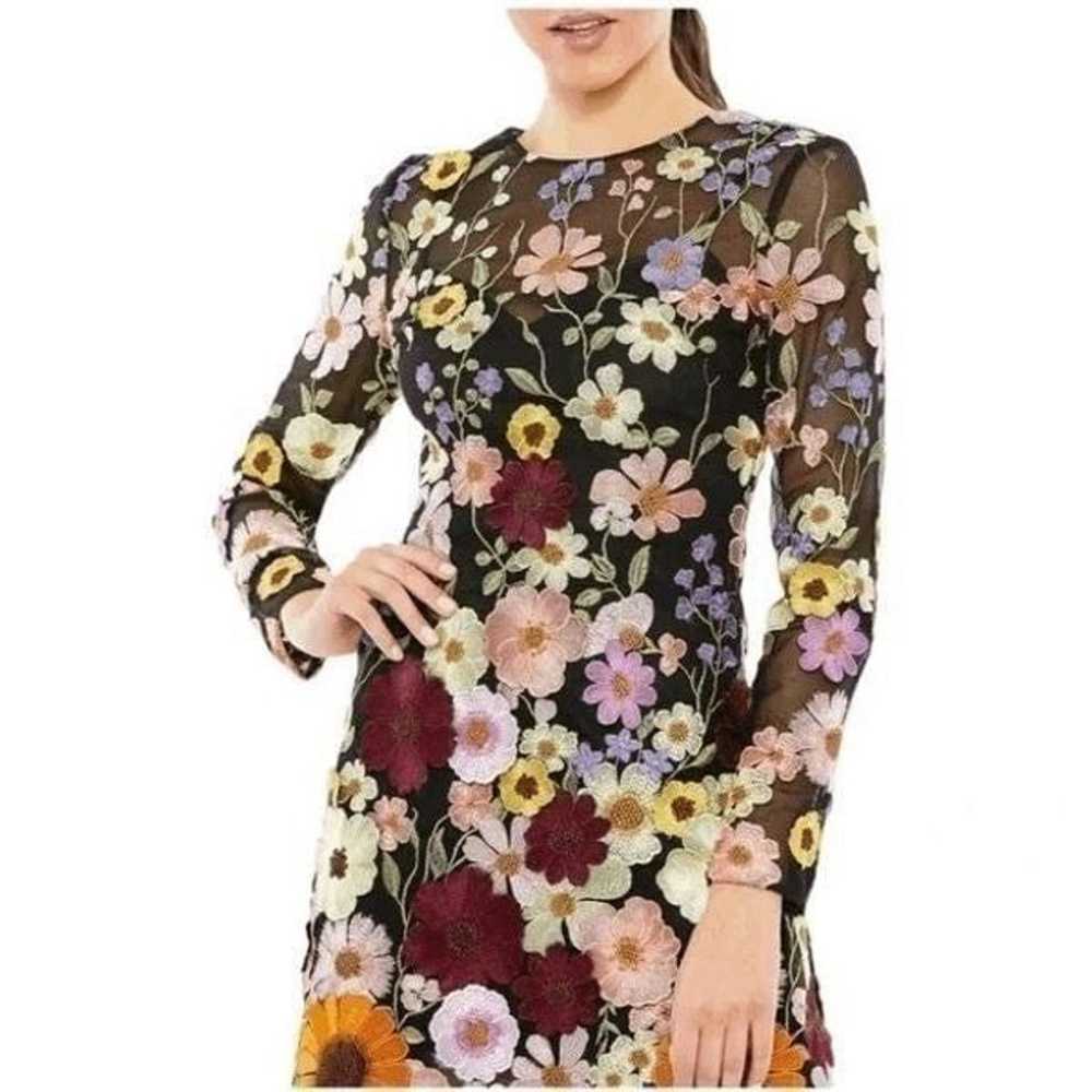 MAC DUGGAL | Floral Embroidered Long Sleeve Mini … - image 1