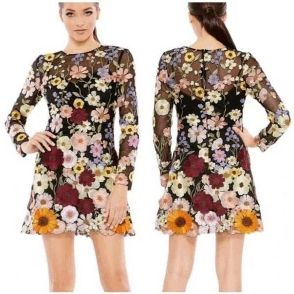 MAC DUGGAL | Floral Embroidered Long Sleeve Mini … - image 2
