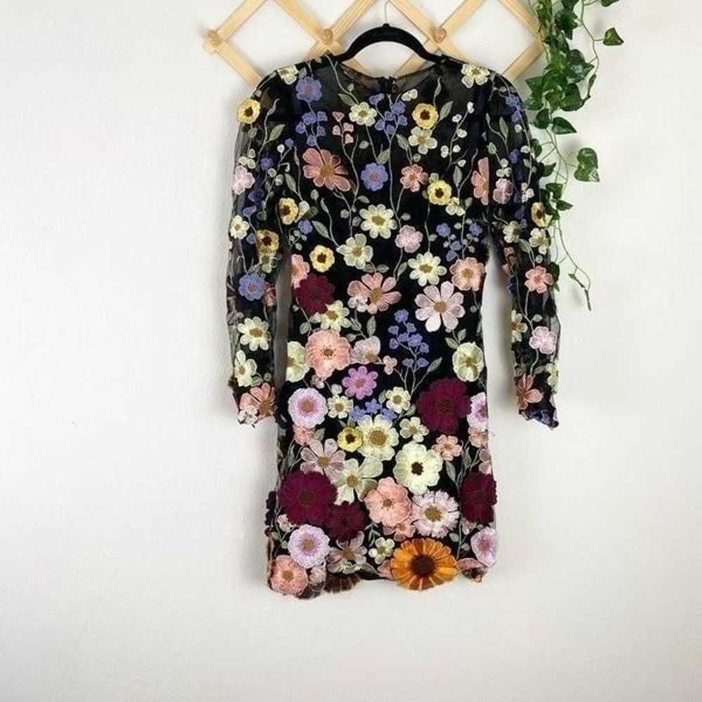 MAC DUGGAL | Floral Embroidered Long Sleeve Mini … - image 3