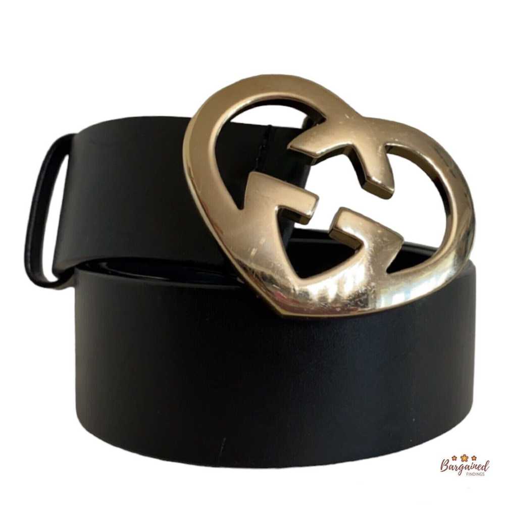 Gucci Gucci Black Leather Interlocking G Heart Go… - image 1