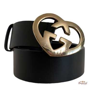 Gucci Gucci Black Leather Interlocking G Heart Go… - image 1