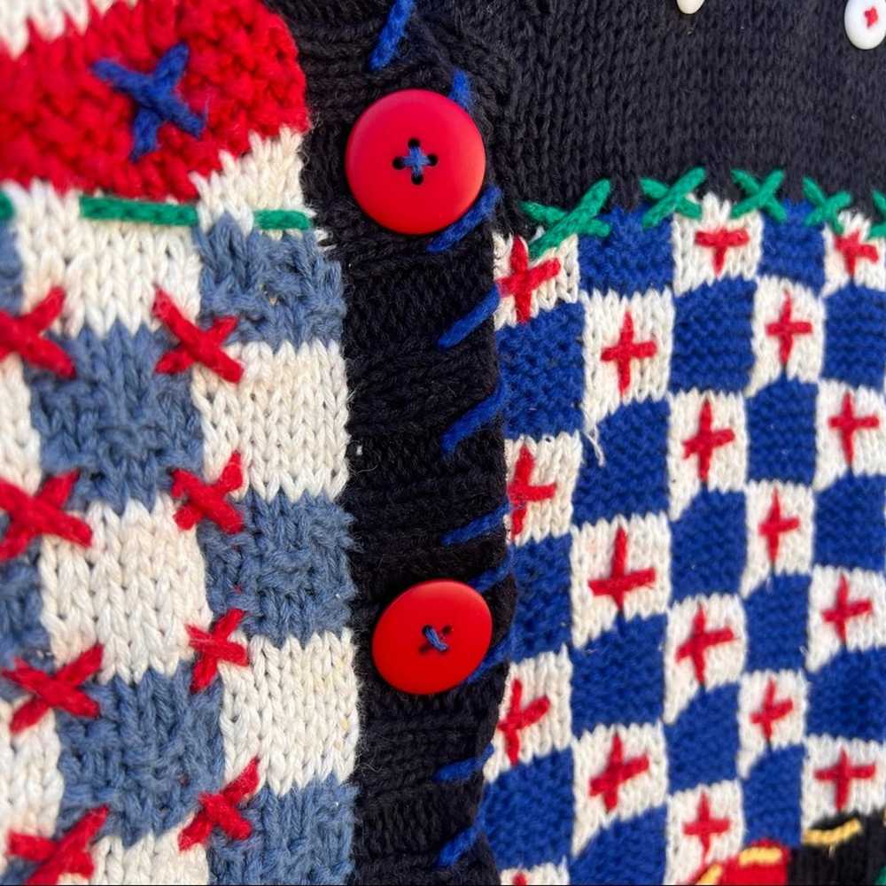 Vintage Vintage 90s funky patchwork sampler knit … - image 4
