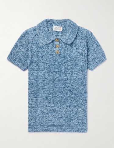 Maison Margiela tonal fine-knit polo shirt - Blue