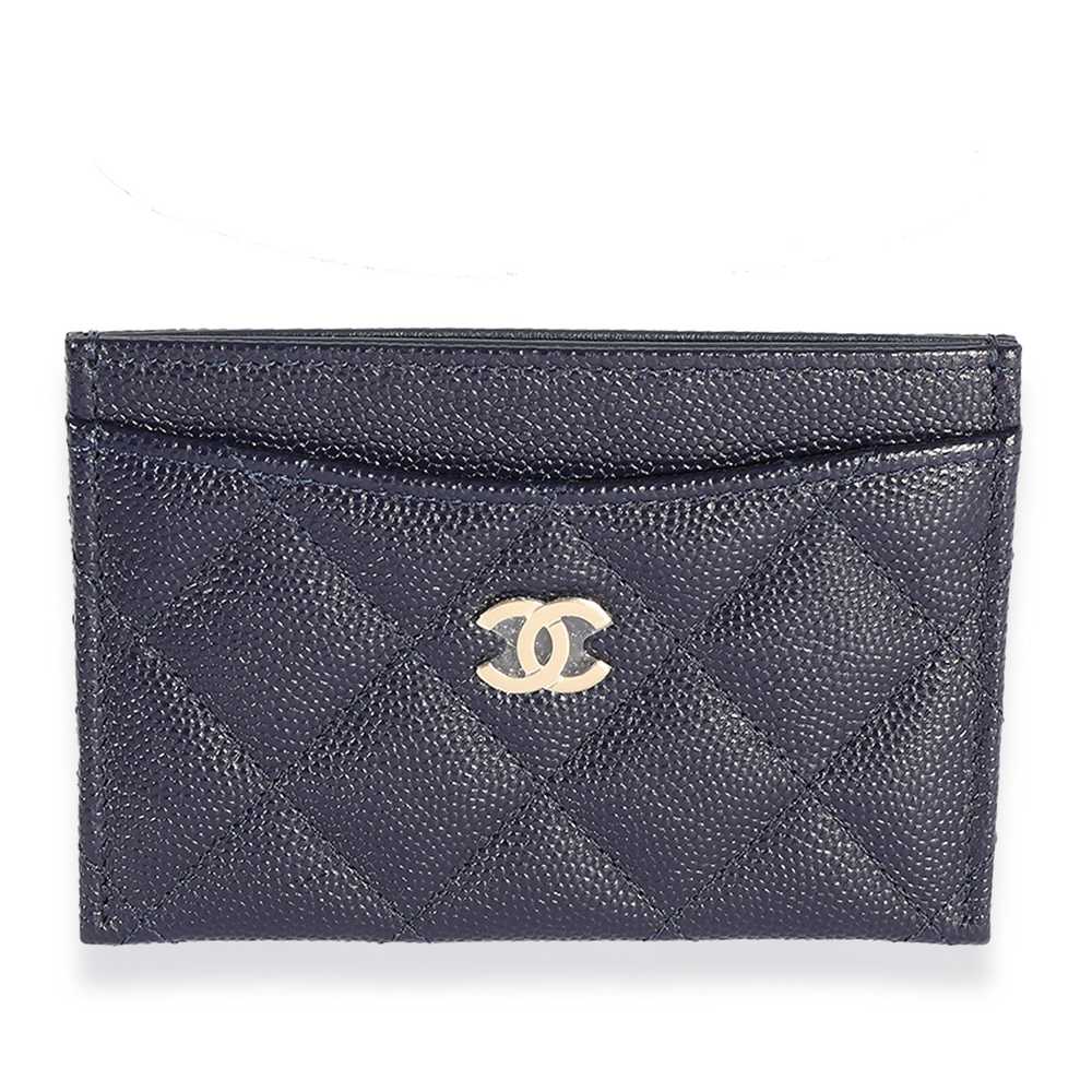 Chanel Chanel Navy Quilted Caviar Classic Card Ho… - image 1