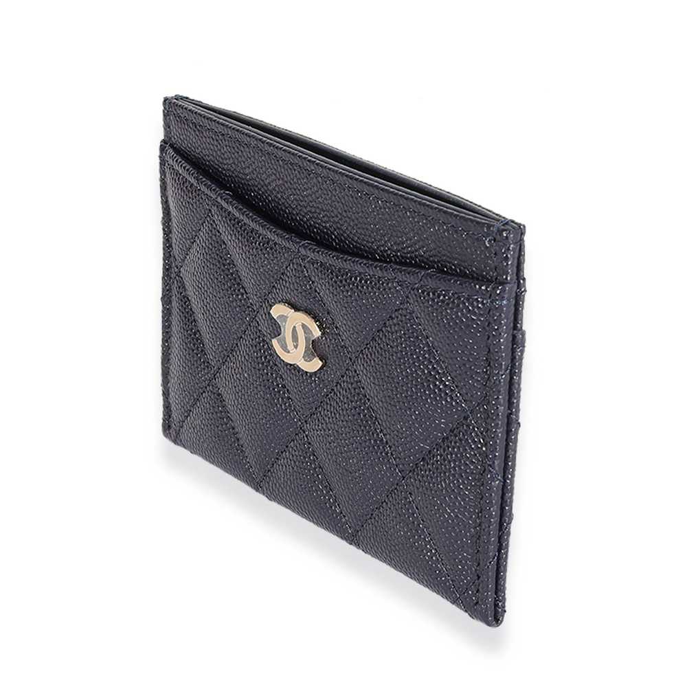 Chanel Chanel Navy Quilted Caviar Classic Card Ho… - image 2