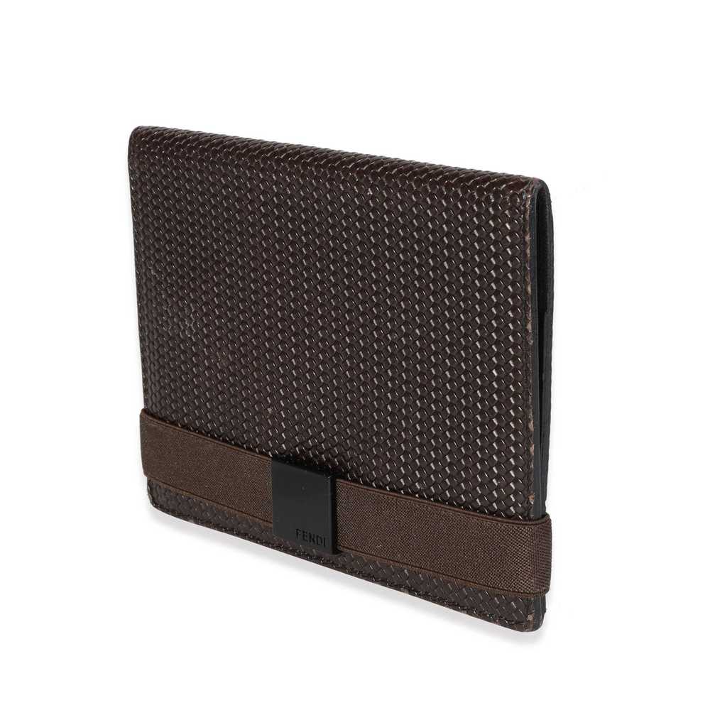 Fendi Fendi Vintage Brown Woven Leather Passport … - image 2