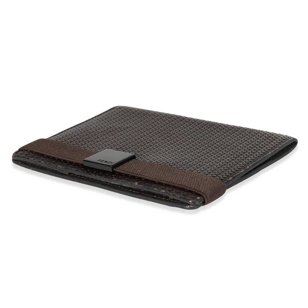 Fendi Fendi Vintage Brown Woven Leather Passport … - image 4