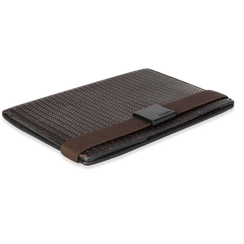 Fendi Fendi Vintage Brown Woven Leather Passport … - image 5