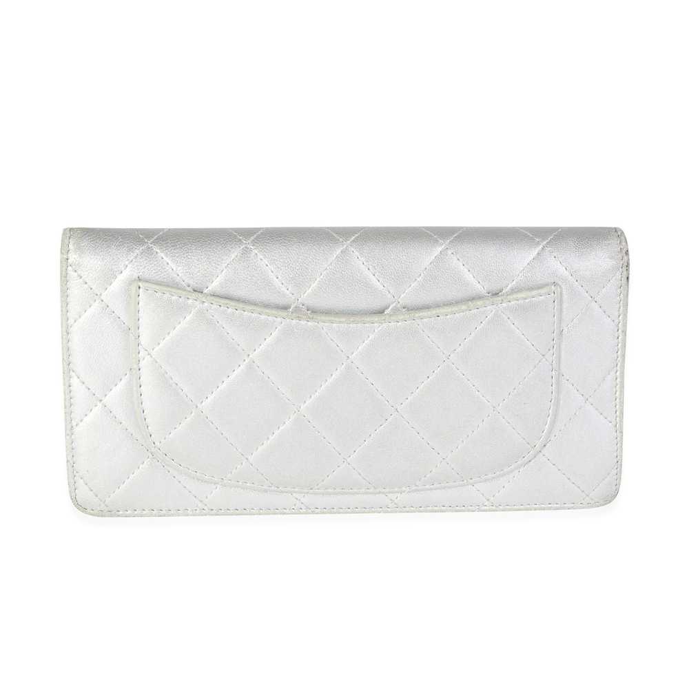Chanel Chanel Metallic Silver Quilted Lambskin Le… - image 7