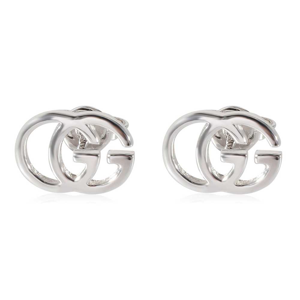 Gucci Gucci Running GG Stud Earrings in 18K White… - image 1