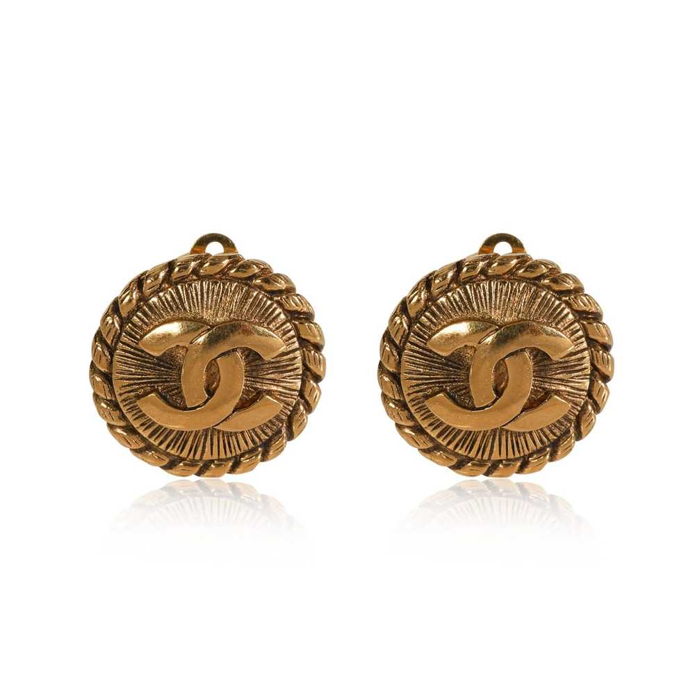 Chanel Vintage Chanel Gold-Tone CC Button Rope Ed… - image 1