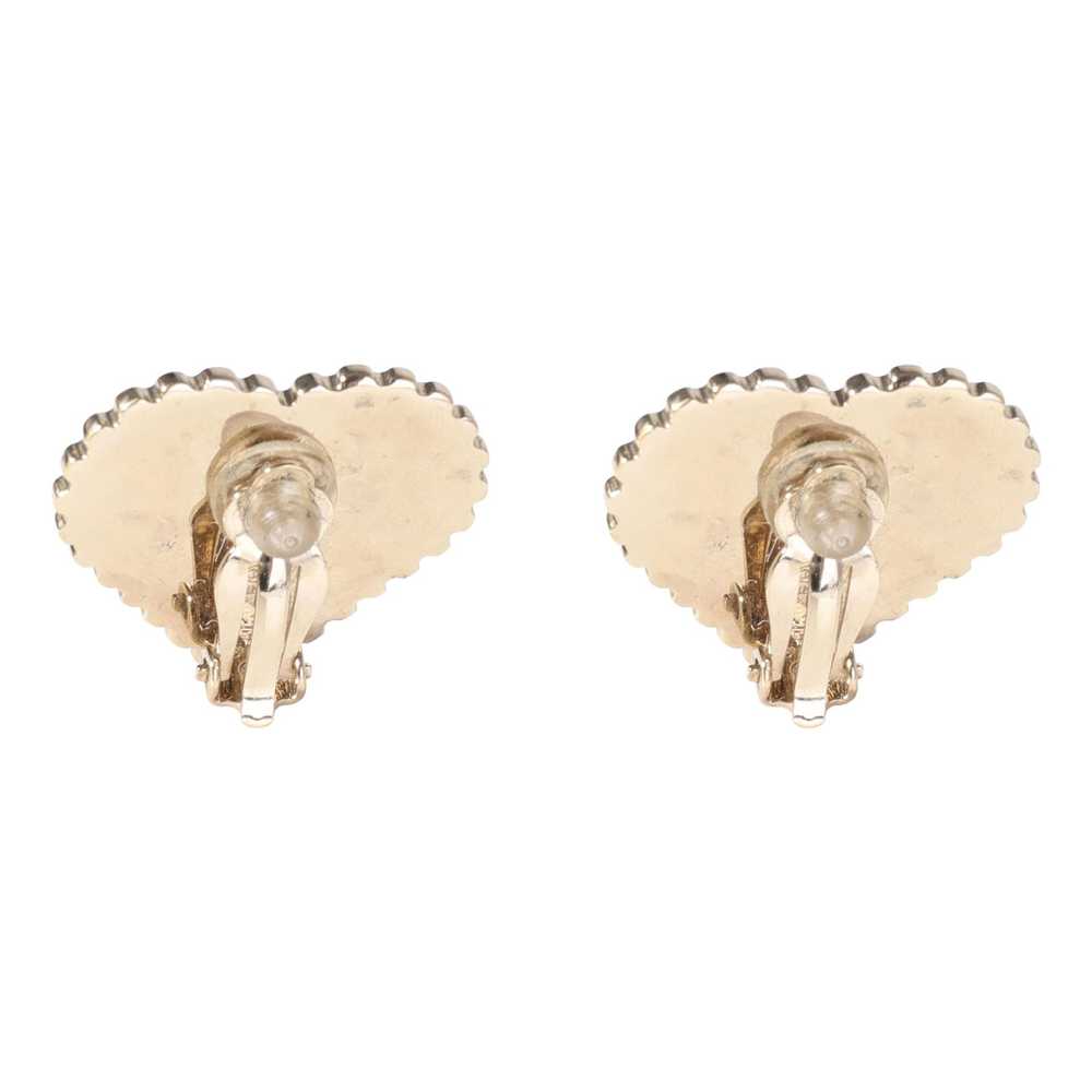 Chanel Silver Tone Chanel Enamel Heart Stud Earri… - image 3