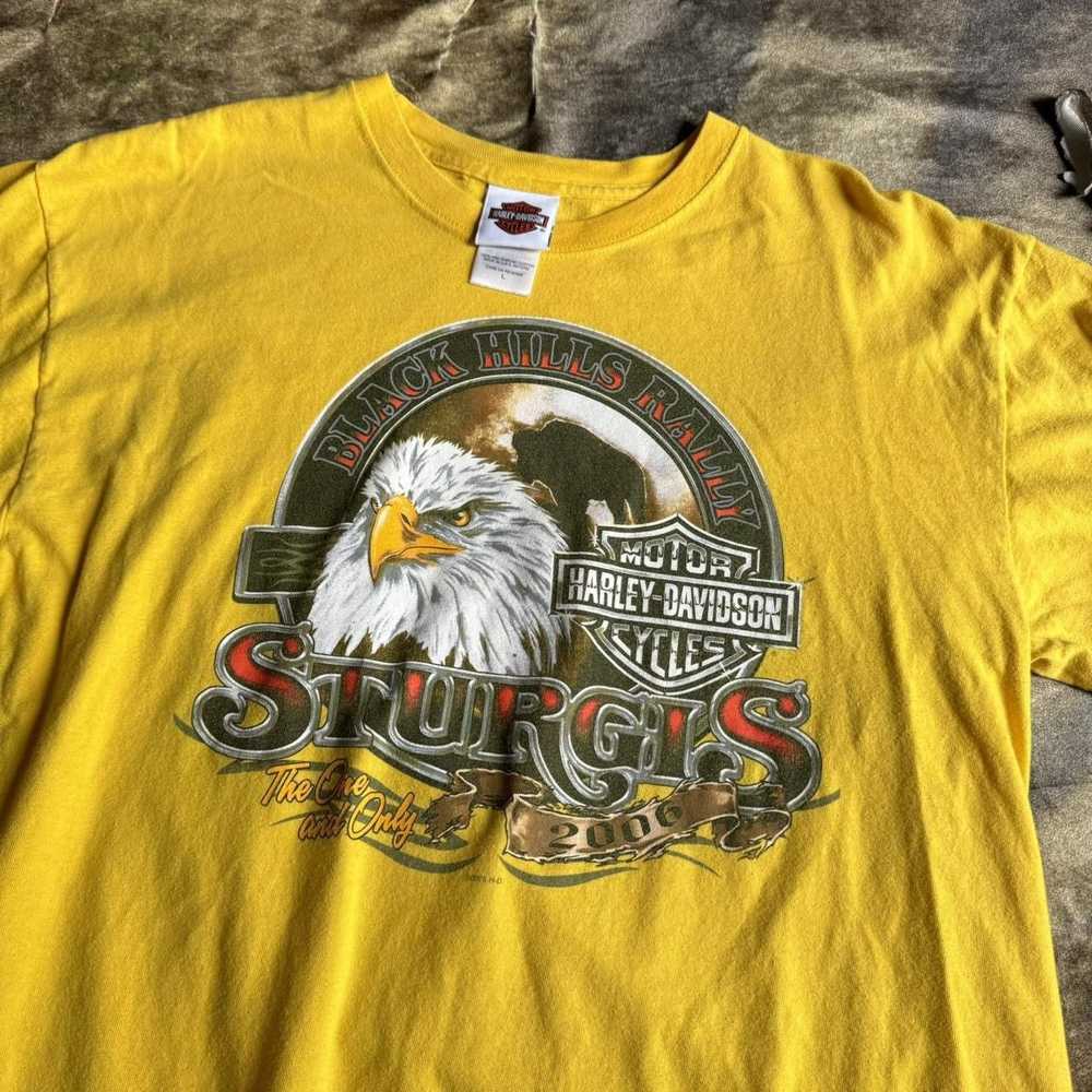 Harley Davidson × Vintage Yellow eagle print Harl… - image 2