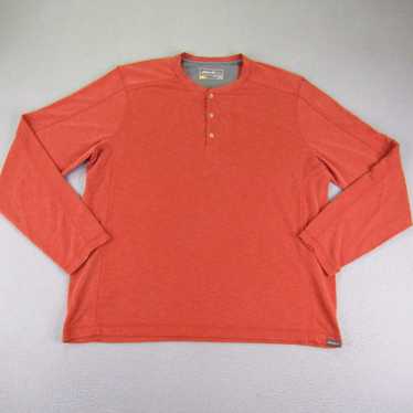 Eddie Bauer Shirt Mens L Orange Plaid Pocket Button Down Cotton outdoors