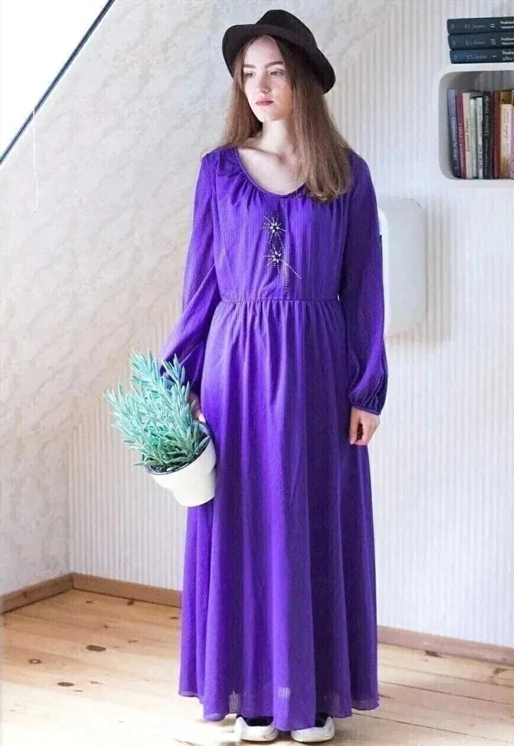 Bright purple long sleeve maxi dress - image 1