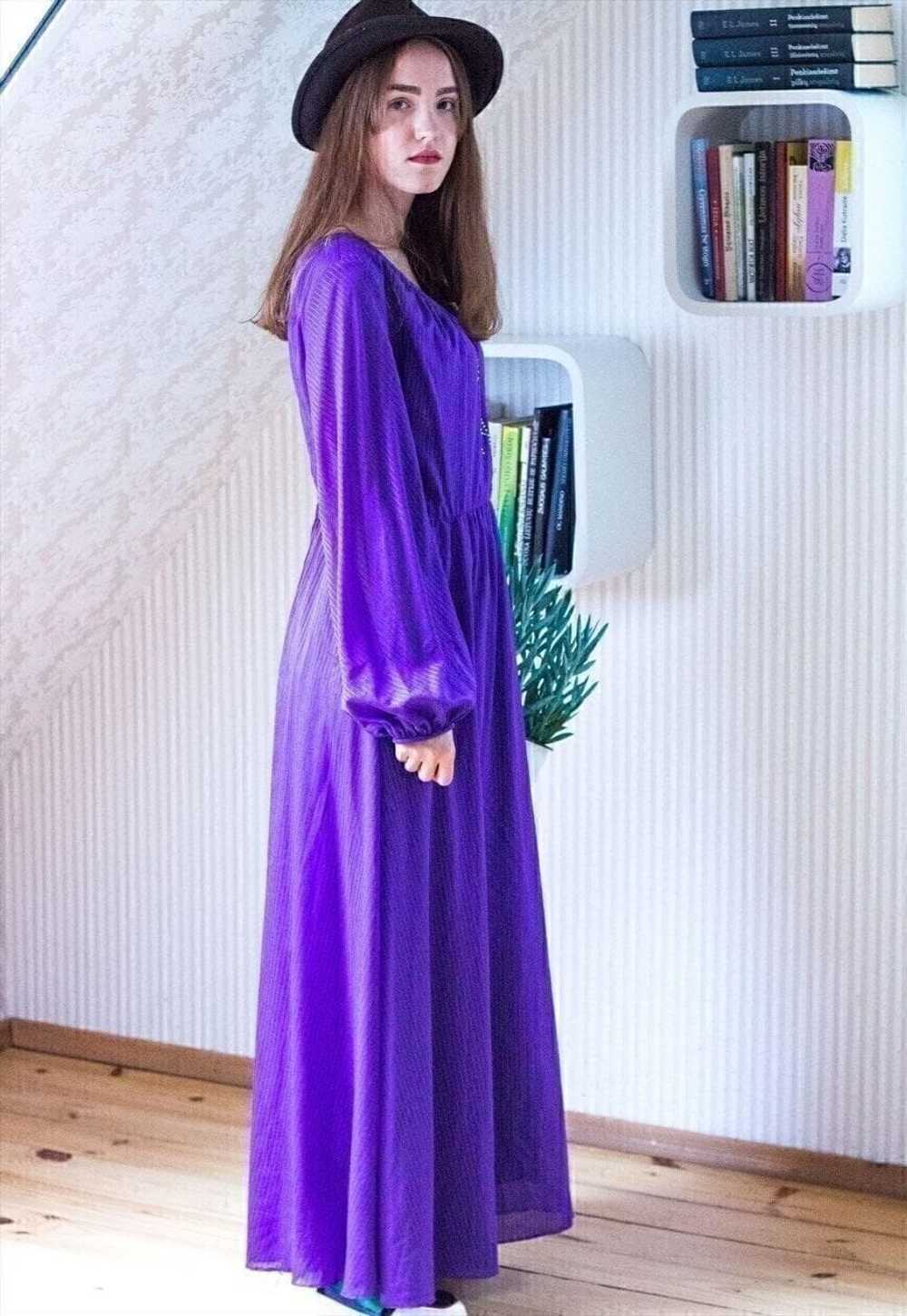 Bright purple long sleeve maxi dress - image 3