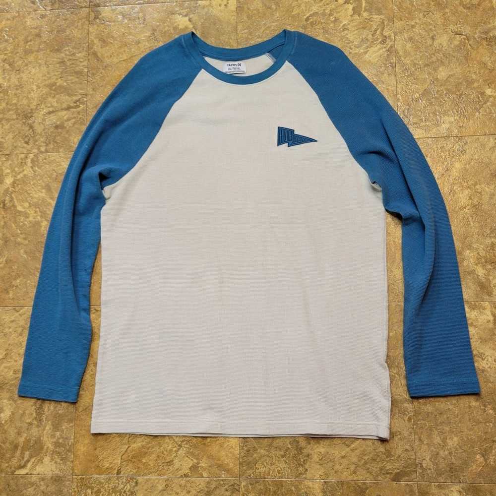 Hurley Thermal Shirt Mens XL Blue White Waffle Kn… - image 1