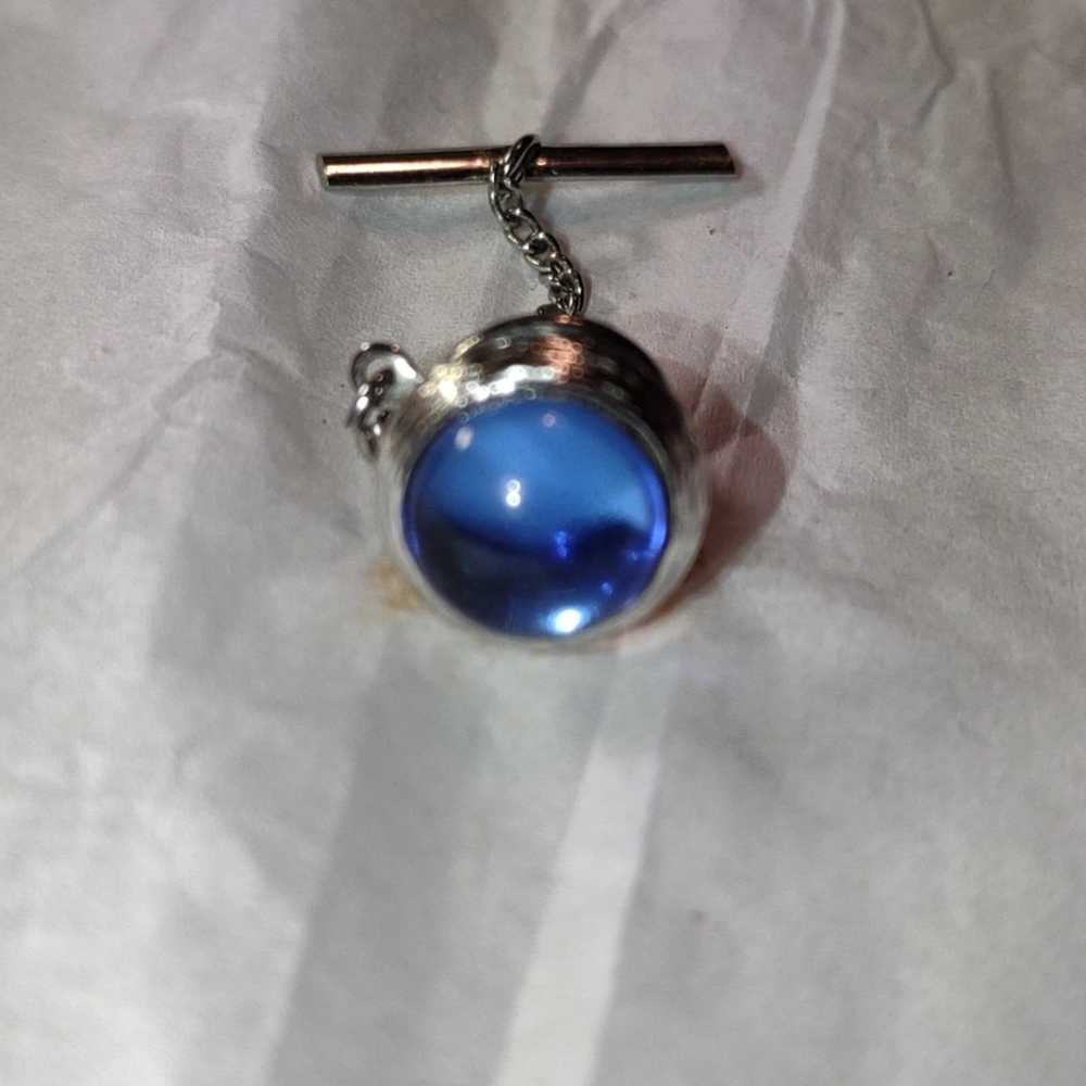 Vintage Men's vintage beautiful silver~blue jewel… - image 1