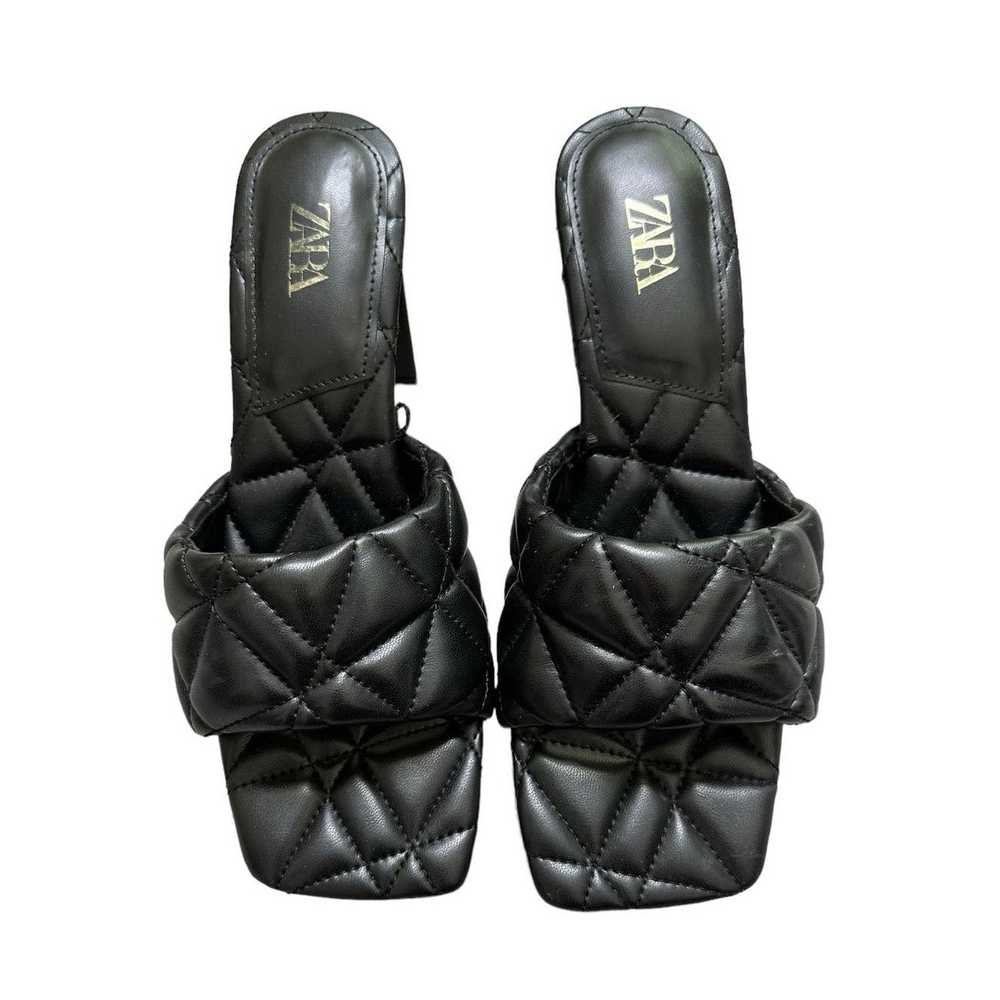 Zara ZARA black quilted block slip on heels Size … - image 2