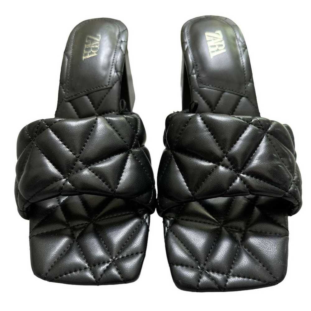 Zara ZARA black quilted block slip on heels Size … - image 6