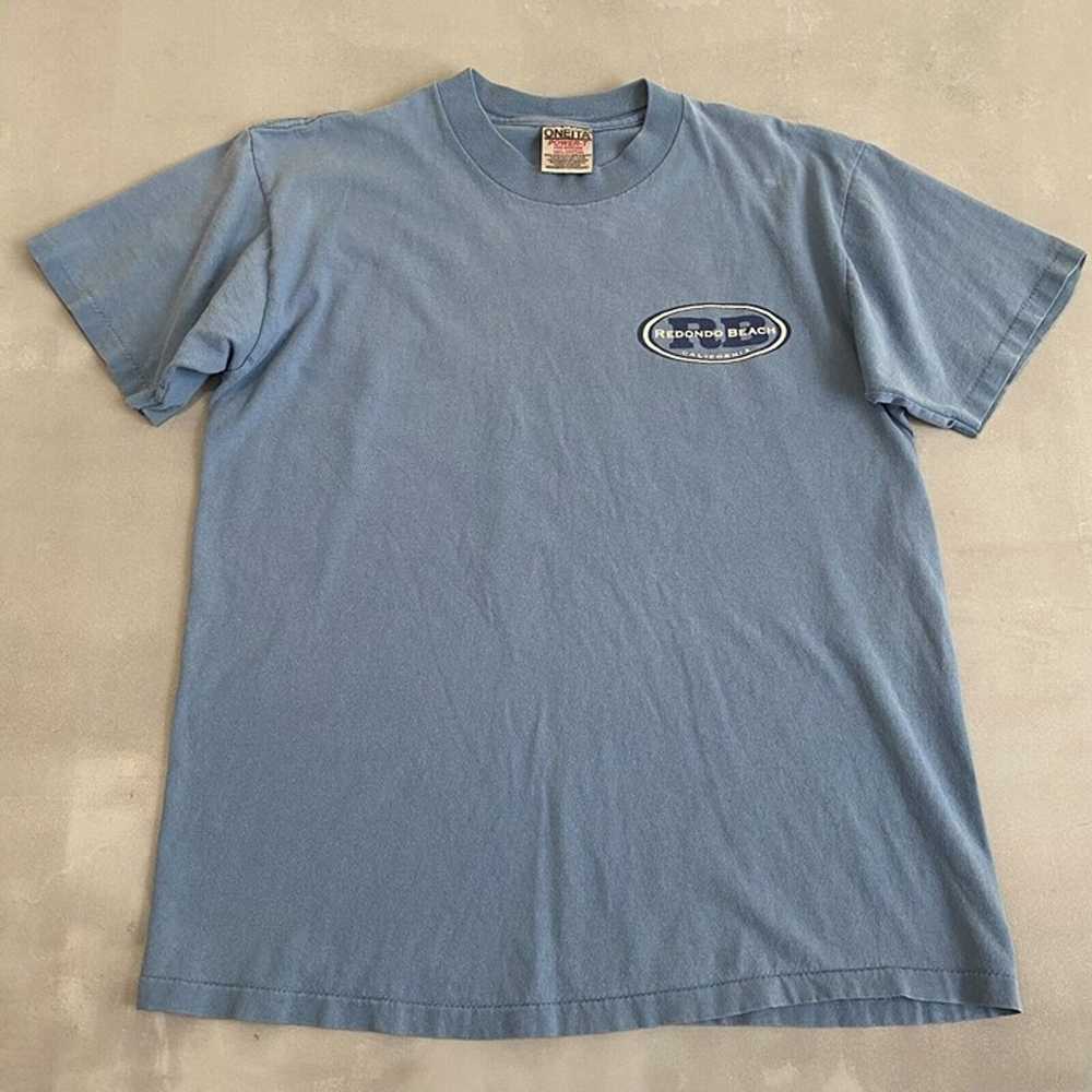 ONEITA Shirt Mens Medium Blue Redondo Beach Calif… - image 1
