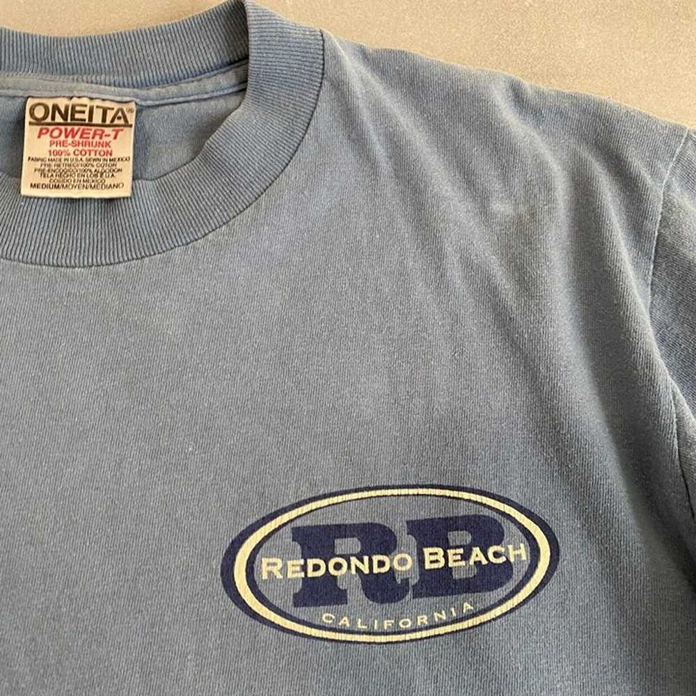 ONEITA Shirt Mens Medium Blue Redondo Beach Calif… - image 6