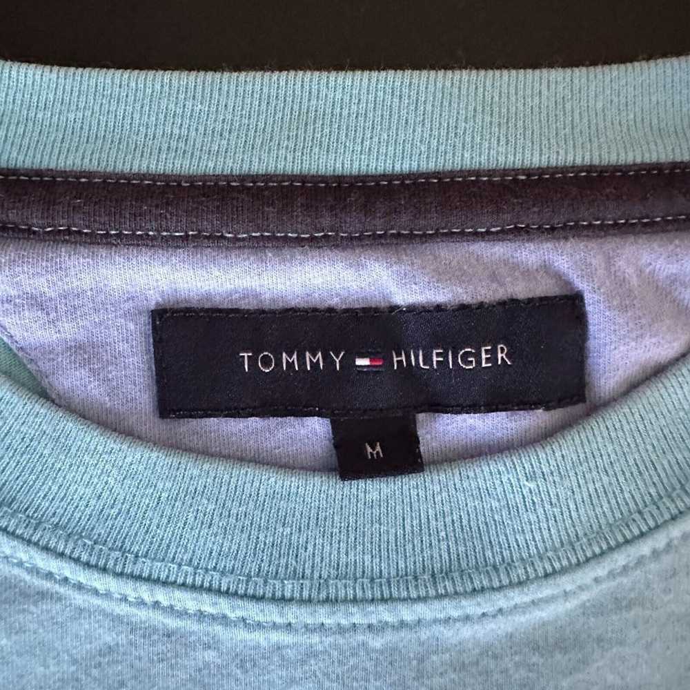 Tommy Hilfiger Shirt Mens M Medium Blue Aqua H85 … - image 11
