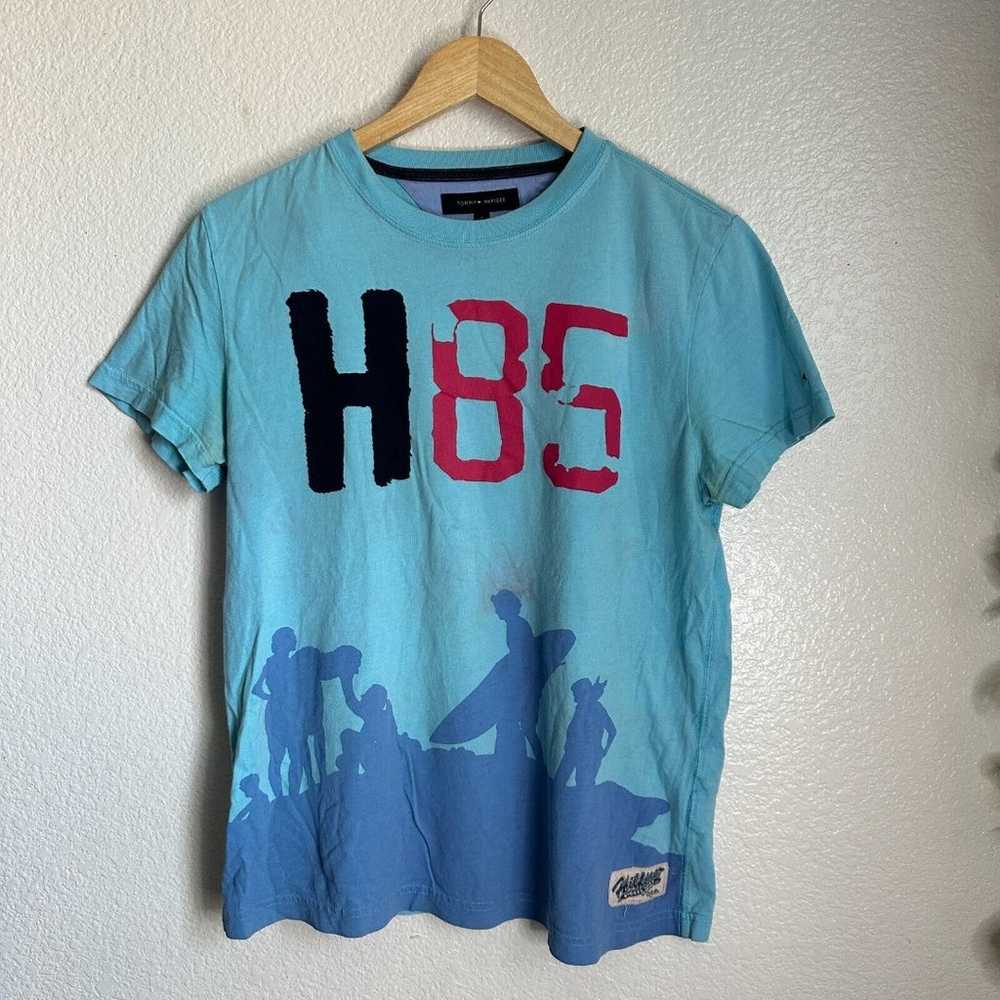 Tommy Hilfiger Shirt Mens M Medium Blue Aqua H85 … - image 1