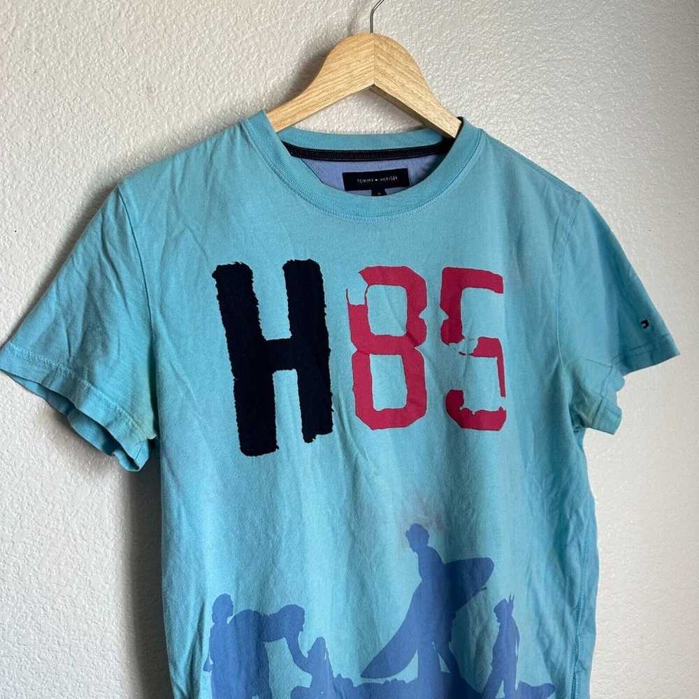 Tommy Hilfiger Shirt Mens M Medium Blue Aqua H85 … - image 3