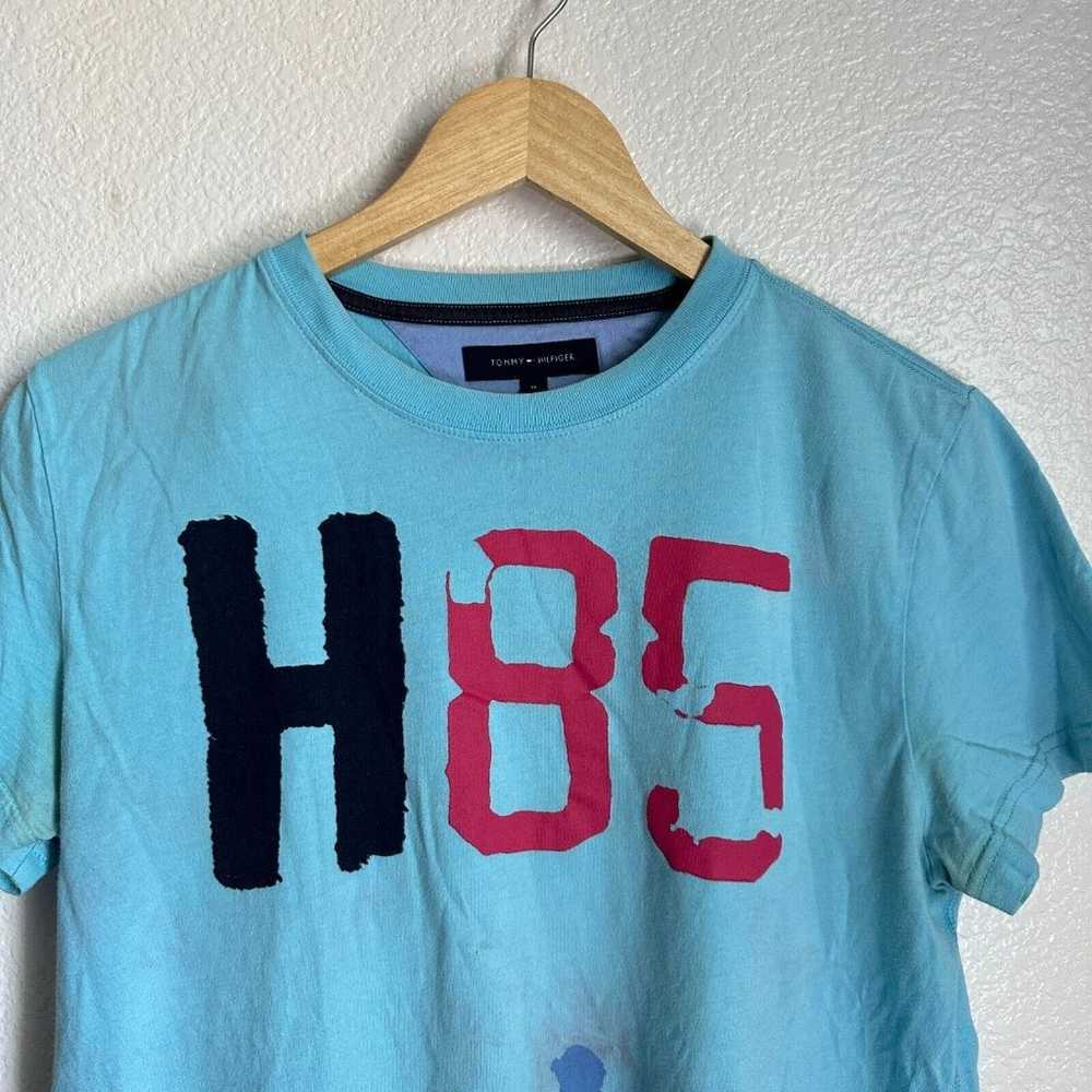 Tommy Hilfiger Shirt Mens M Medium Blue Aqua H85 … - image 4