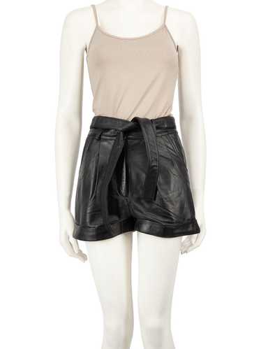 Maje Black Leather Belted Shorts - image 1