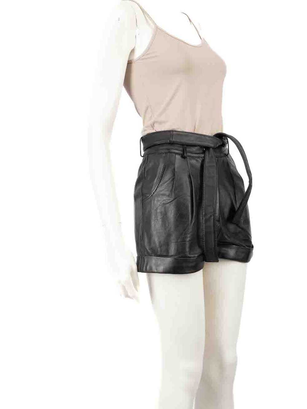 Maje Black Leather Belted Shorts - image 2