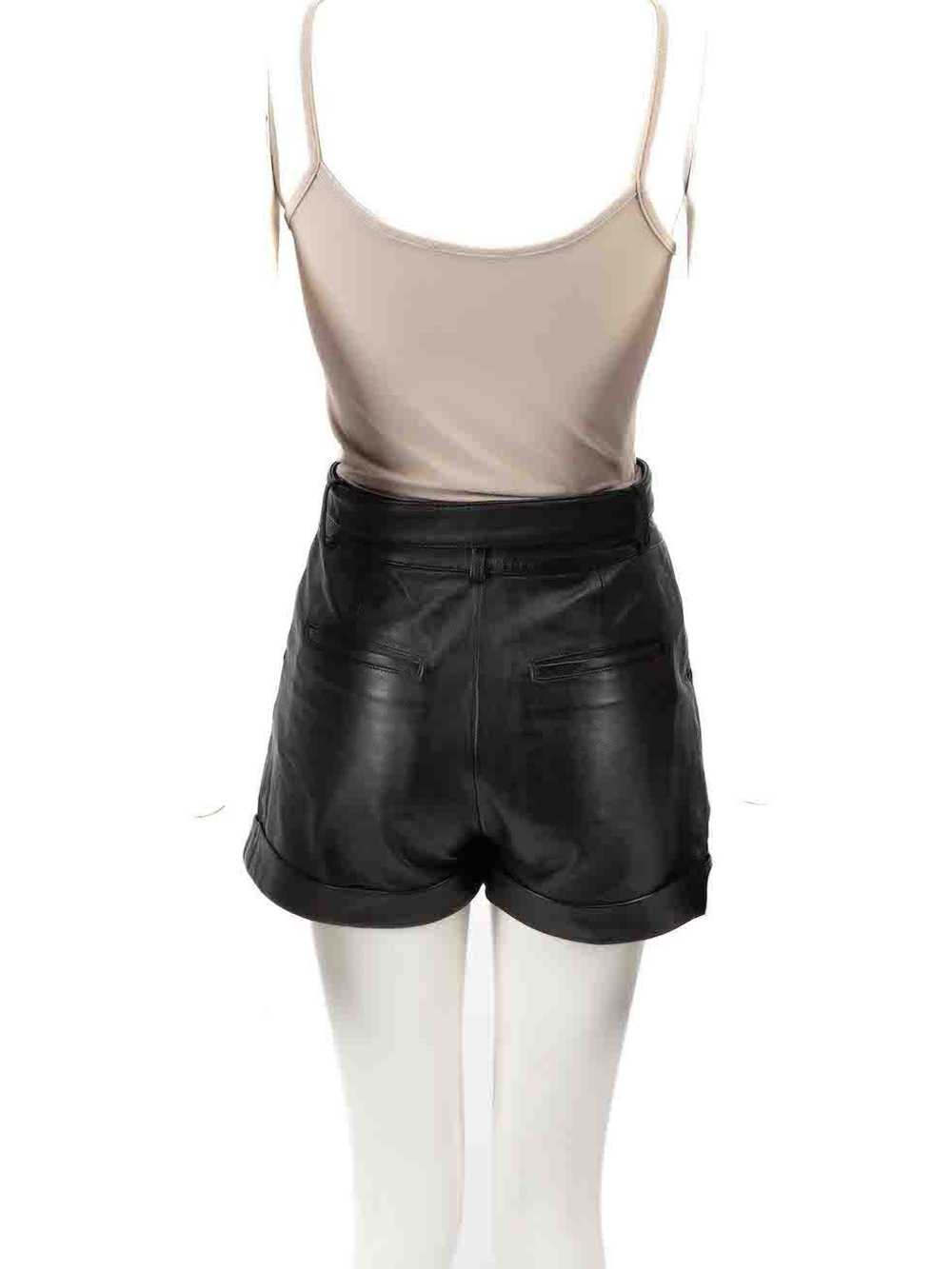 Maje Black Leather Belted Shorts - image 3