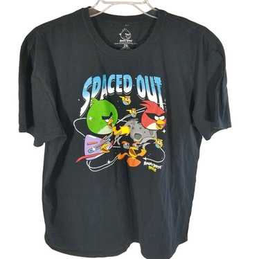 Angry Birds Tshirt Faded Worn Black Crew Neck Sho… - image 1