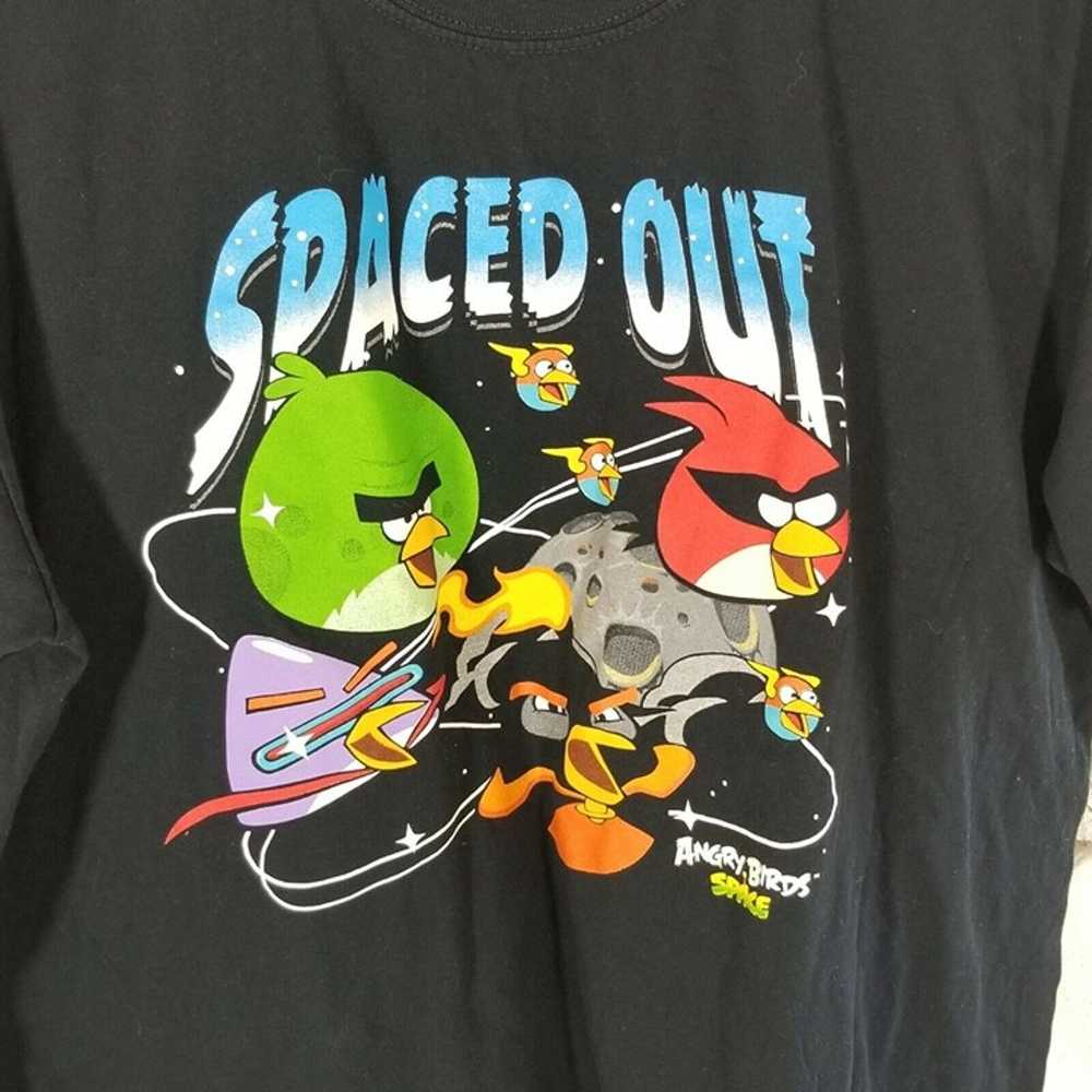 Angry Birds Tshirt Faded Worn Black Crew Neck Sho… - image 3