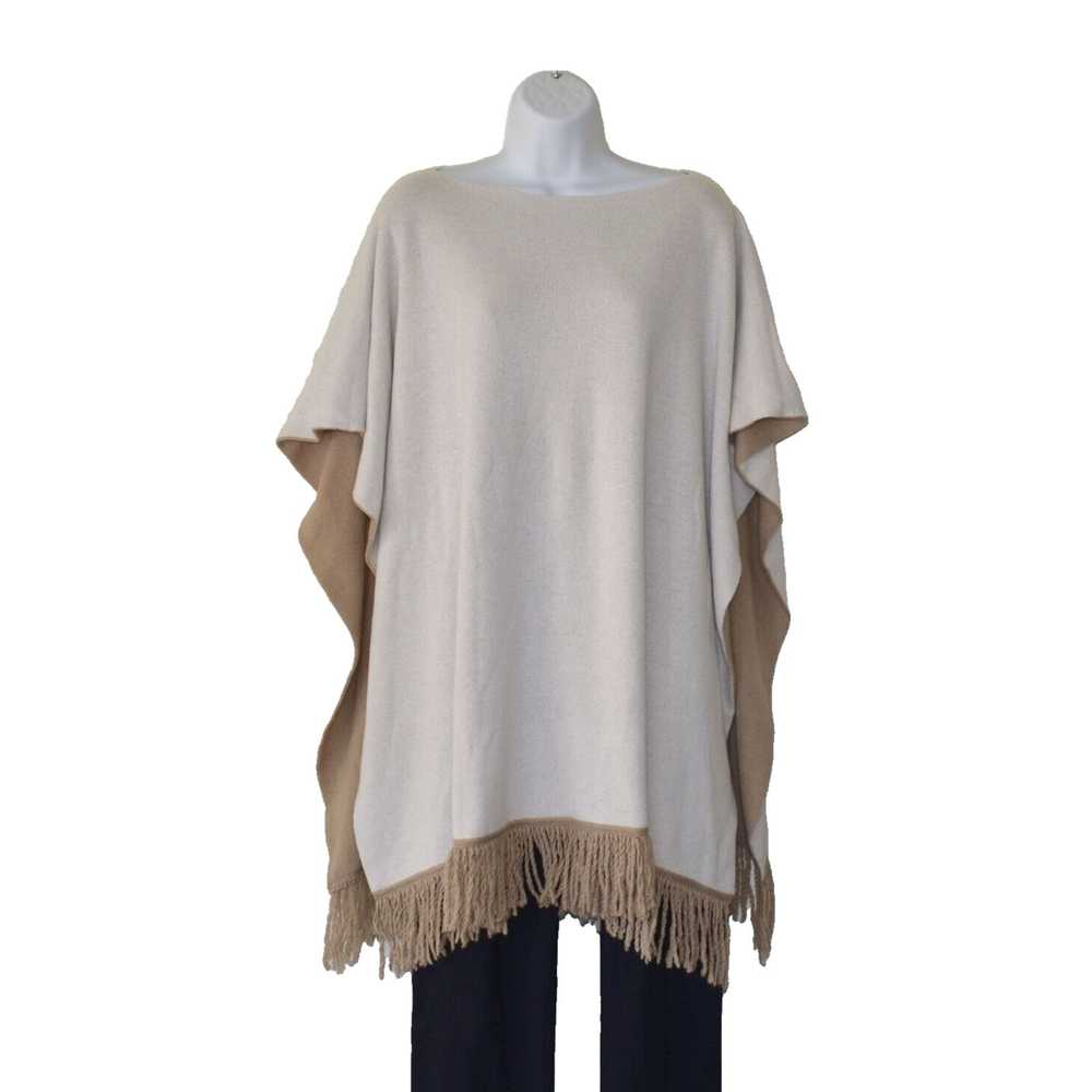 Agnona AGNONA Cashmere Knit Fringe Boat Neck Ponc… - image 2