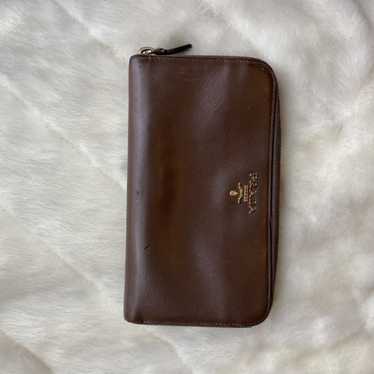 Prada Prada brown zip wallet saffiano leather - image 1