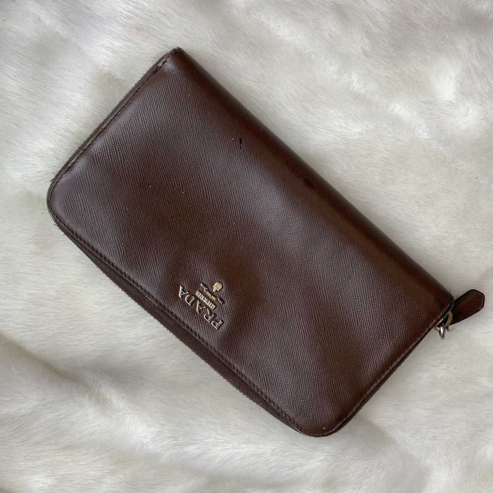 Prada Prada brown zip wallet saffiano leather - image 2