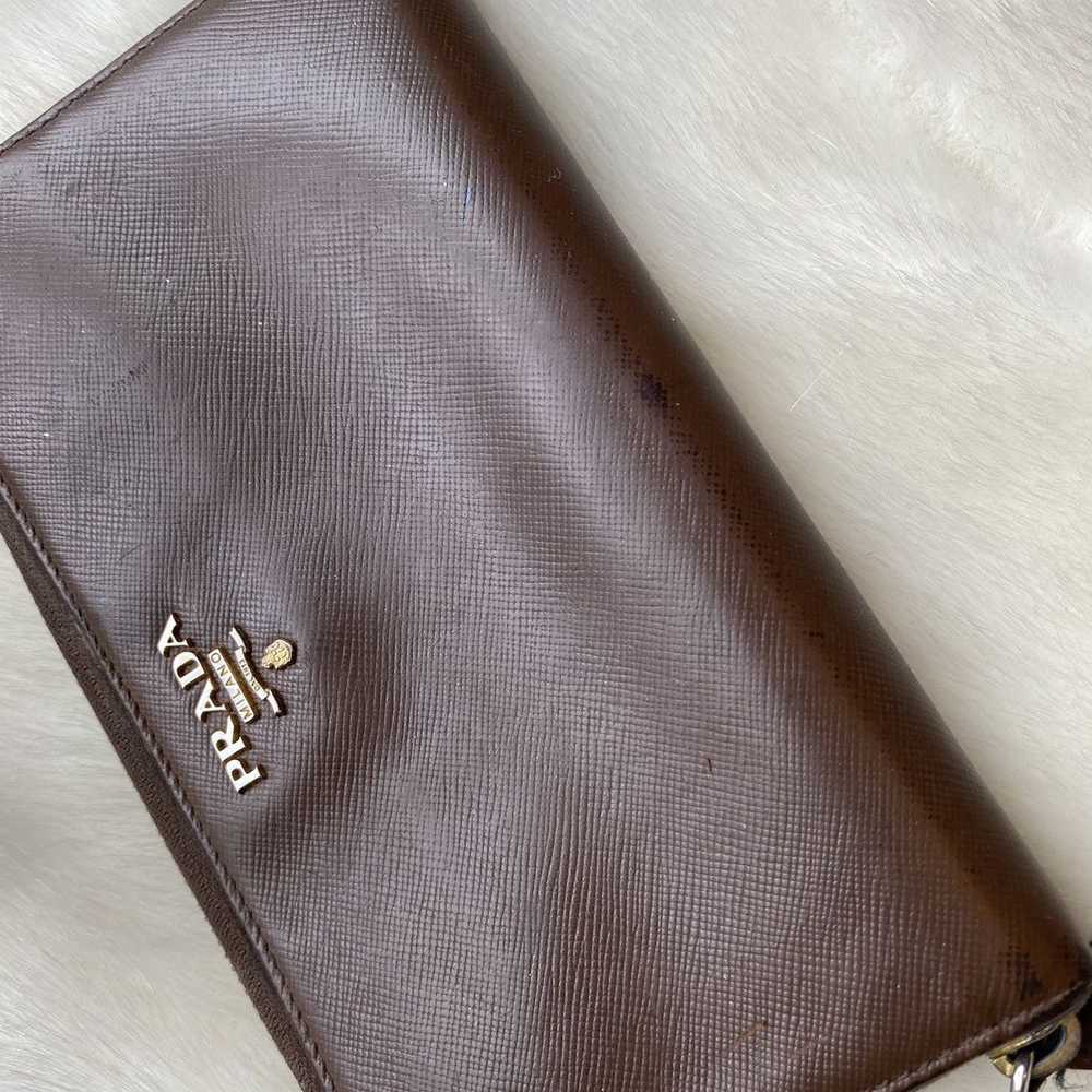 Prada Prada brown zip wallet saffiano leather - image 3
