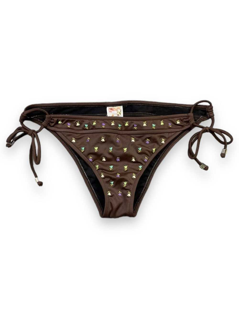 Other 2000s Y2K Roxy Brown Embroidered Bikini Bot… - image 1