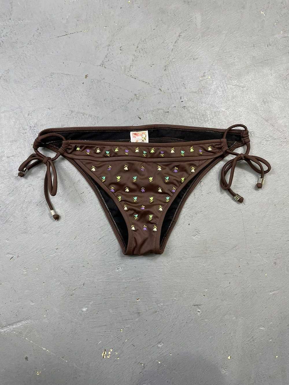 Other 2000s Y2K Roxy Brown Embroidered Bikini Bot… - image 7