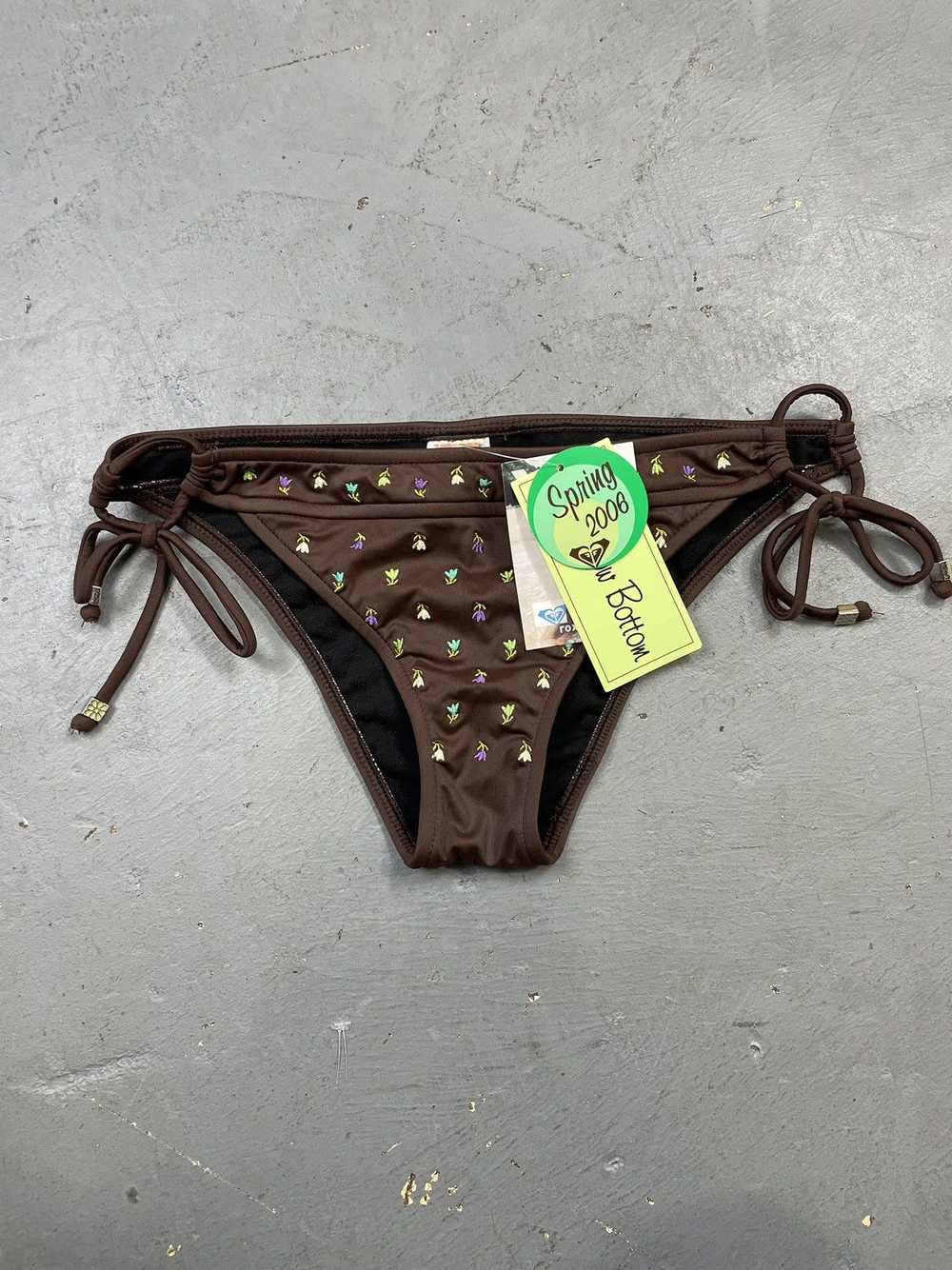 Other 2000s Y2K Roxy Brown Embroidered Bikini Bot… - image 9