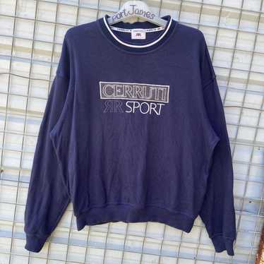 Vintage Cerruti 1881 Sports Embroidery Spell Out Design Style Casual Menswear Jumper Japanese Brand sweatshirt crewneck selling Blue Medium size