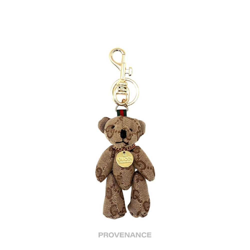 Gucci 🔴 Gucci Teddy Bear Keychain - GG Canvas Br… - image 1