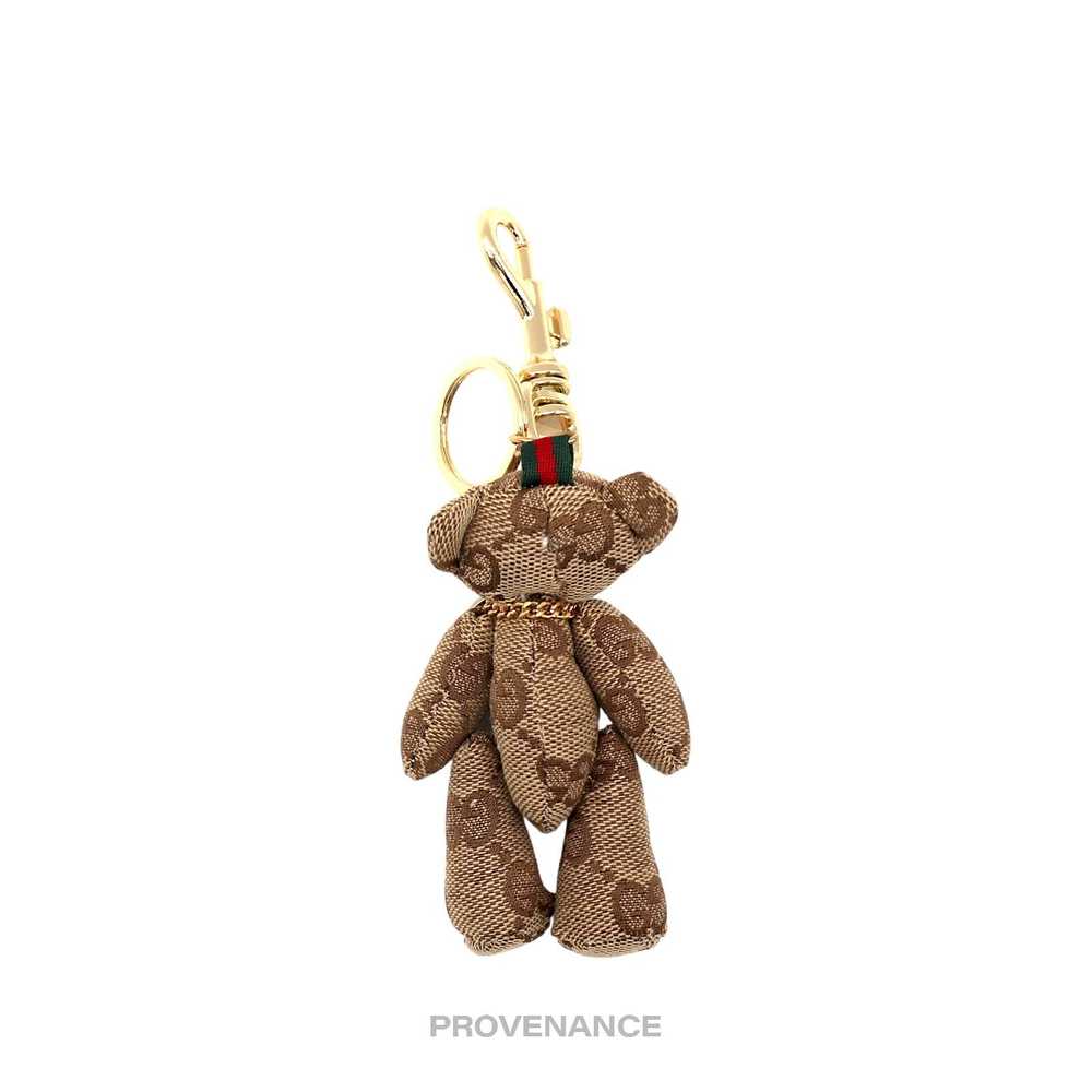 Gucci 🔴 Gucci Teddy Bear Keychain - GG Canvas Br… - image 2