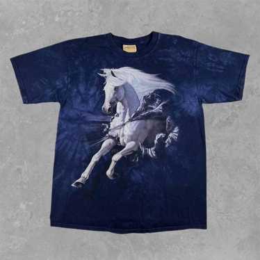 Navy Blue Vintage The Mountain White Horse T-shirt