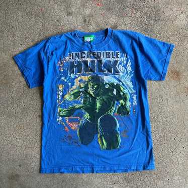 vintage y2k Blue Incredible Hulk Graphic Tee Marv… - image 1
